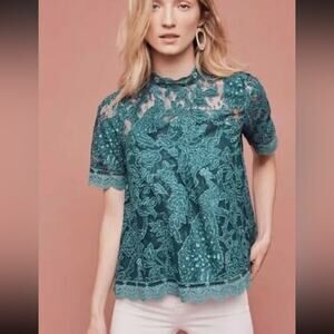 HD in Paris | Anthropologie Lace Meadows Blouse Size 4